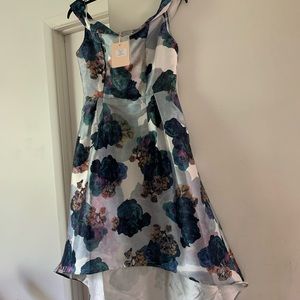 High-Low Floral Print Off The Shoulder Dress